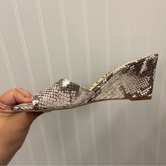 Sam Edelman Tesma Snake Skin Print Leather Wedge Mule Sandal Sz 9.5 - Picture 8 of 10